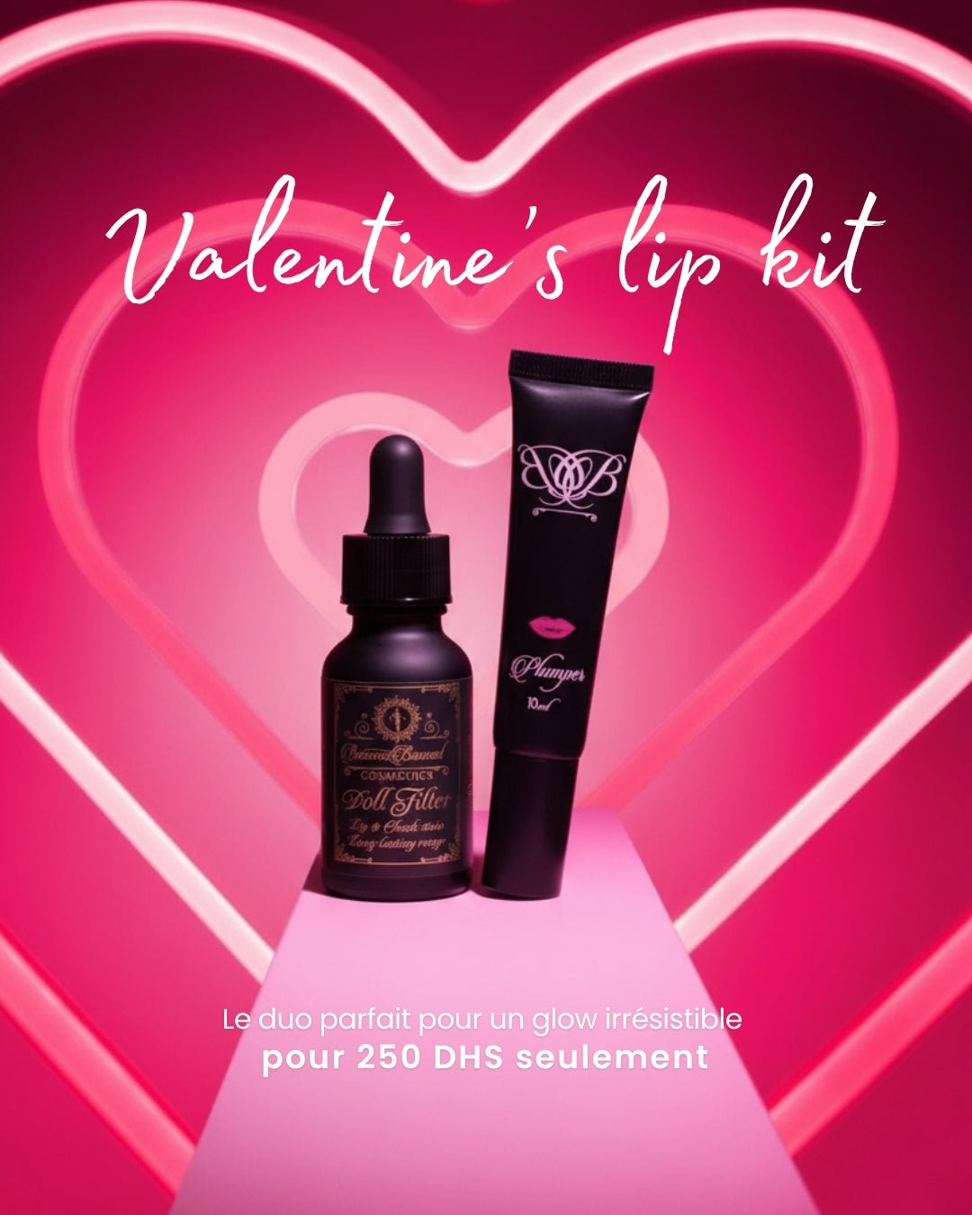💖 Valentine’s Lip Kit – Plumper Lips + Doll Filter (Joues & Lèvres) 💖 - bassmabousselcosmetics
